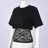 Autumn 2025 European & American Loose Cropped Elastic Round Neck Women's Two-Piece Top