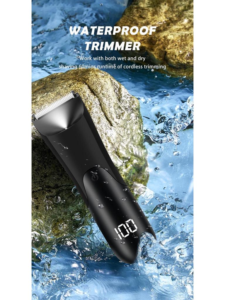 Oppladbar kroppshårtrimmer med lys - Elektrisk displaybarbermaskin og klipper