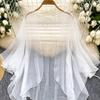 Women's Beach Cover Up Sheer Chiffon Flare Sleeve Top