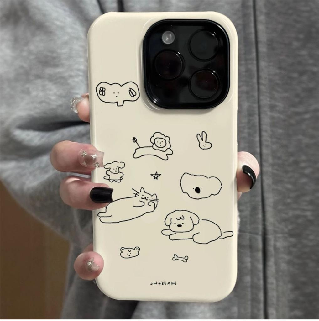 Abstract Line Puppy for Apple 17promax Cartoon Cute for IPhone16pro Lens All Inclusive 15 New