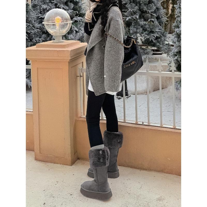 Thick-soled snow boots Children's long boots Fleece warm thick-fleece cotton boots Northeast cotton shoes long