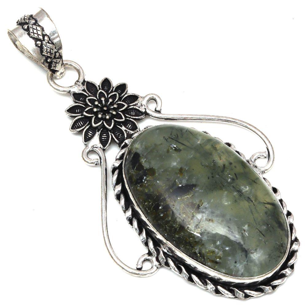 

Подвеска из серебра с драгоценным камнем пренит марлен, ручная работа, 2,75 дюйма