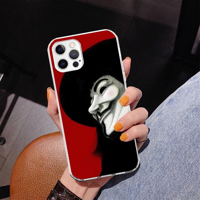 Anonymous V Mask Phone Case For iPhone 17 Air 16 Pro Max 16E 15 + 14 Plus 11 12 13 Mini 7 8 SE Gift Print Cover Fundas 17 Air 16