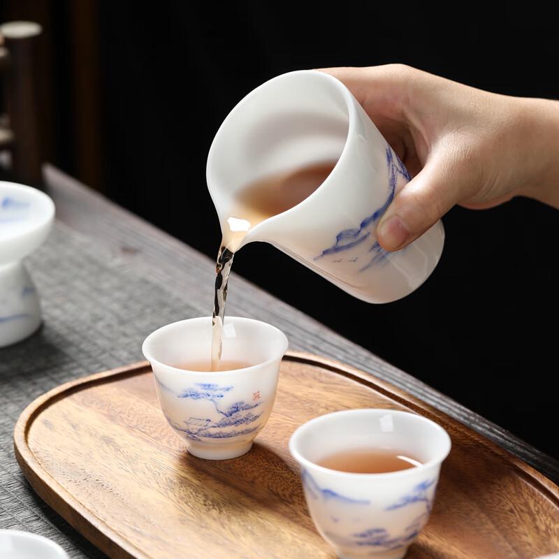 MULTIPOTENT Hand-painted Mutton Fat Jade Porcelain Kung Fu Tea Set