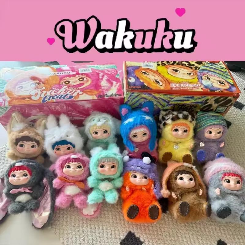Wakuku Fuzzy Trendy Fun Party Blind Box Cute Wakuku Action Figure Mystery Box CuteDoll Bag PendantDoll Surprise Bag Gift Toy