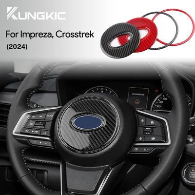 Real Soft Carbon Fiber 3PCS Sticker For Subaru Crosstrek Impreza 2024 Car Steering Wheel Center Interior LHD RHD Accessories