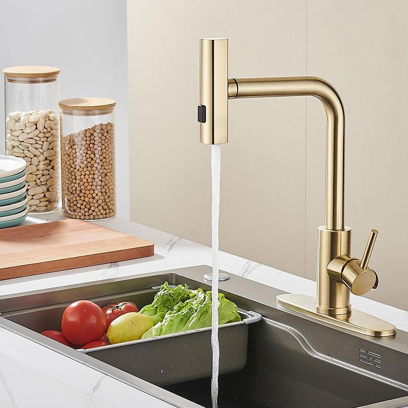 Tuqiu Kitchen Faucets  Brushed Gold Pull Out Kitchen Faucet Mixer Tap  Grey/Niickel Water Mixer Tap Mixer Tap