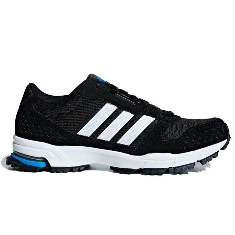 Adidas Marathon 10 Comfortable Fabric Suede Low Top Running Shoes Men Sneakers Black White Blue AC8600