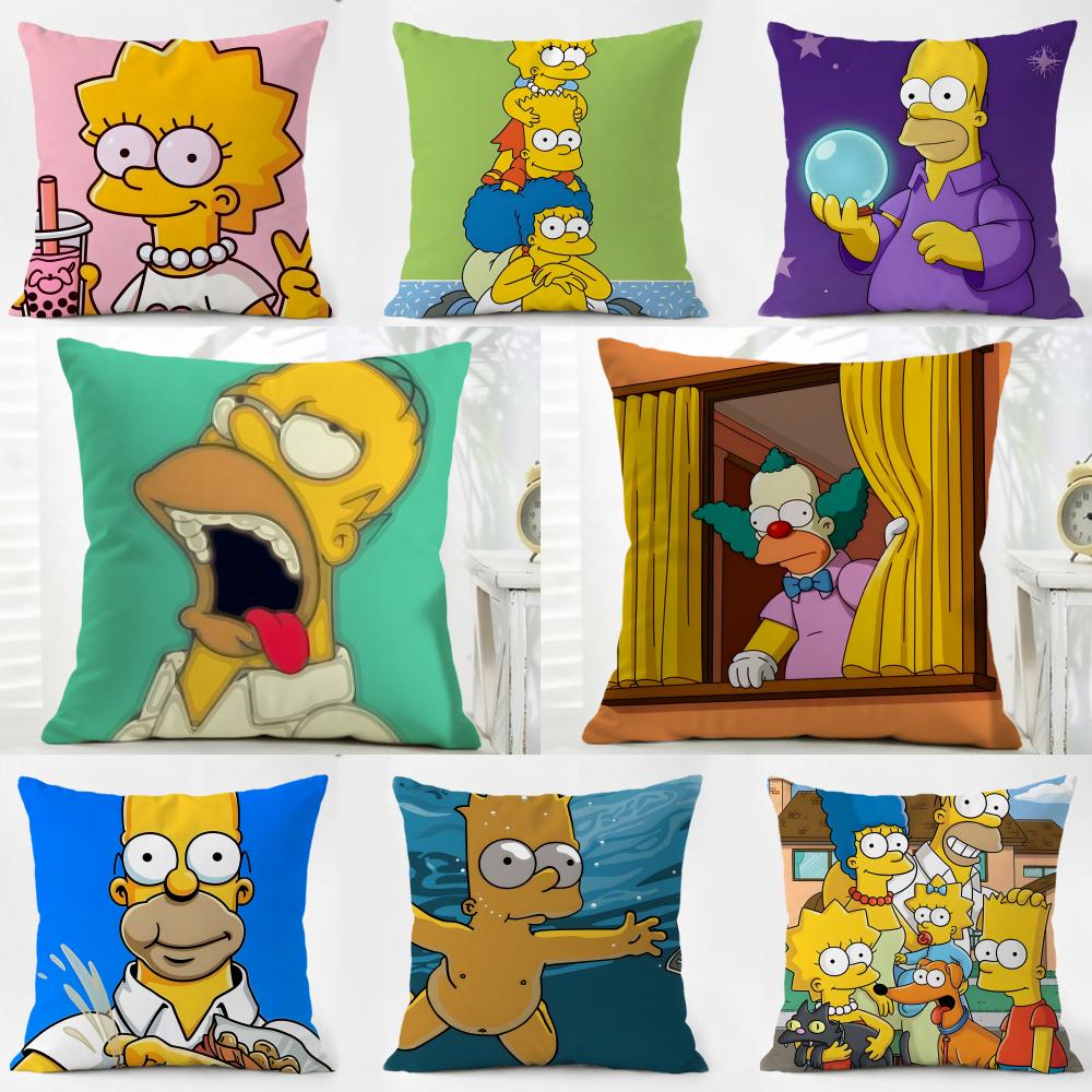 TThe Simpsons Cushion Cover Washable Linen Pillowcase Soft for Daily Sofa Bed Home Room Decor