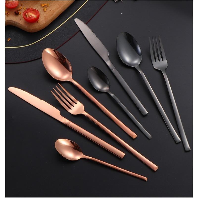 Stainless steel tableware, Knight series set, 24 piece Western style steak knife, fork, spoon set, gift box light luxury
