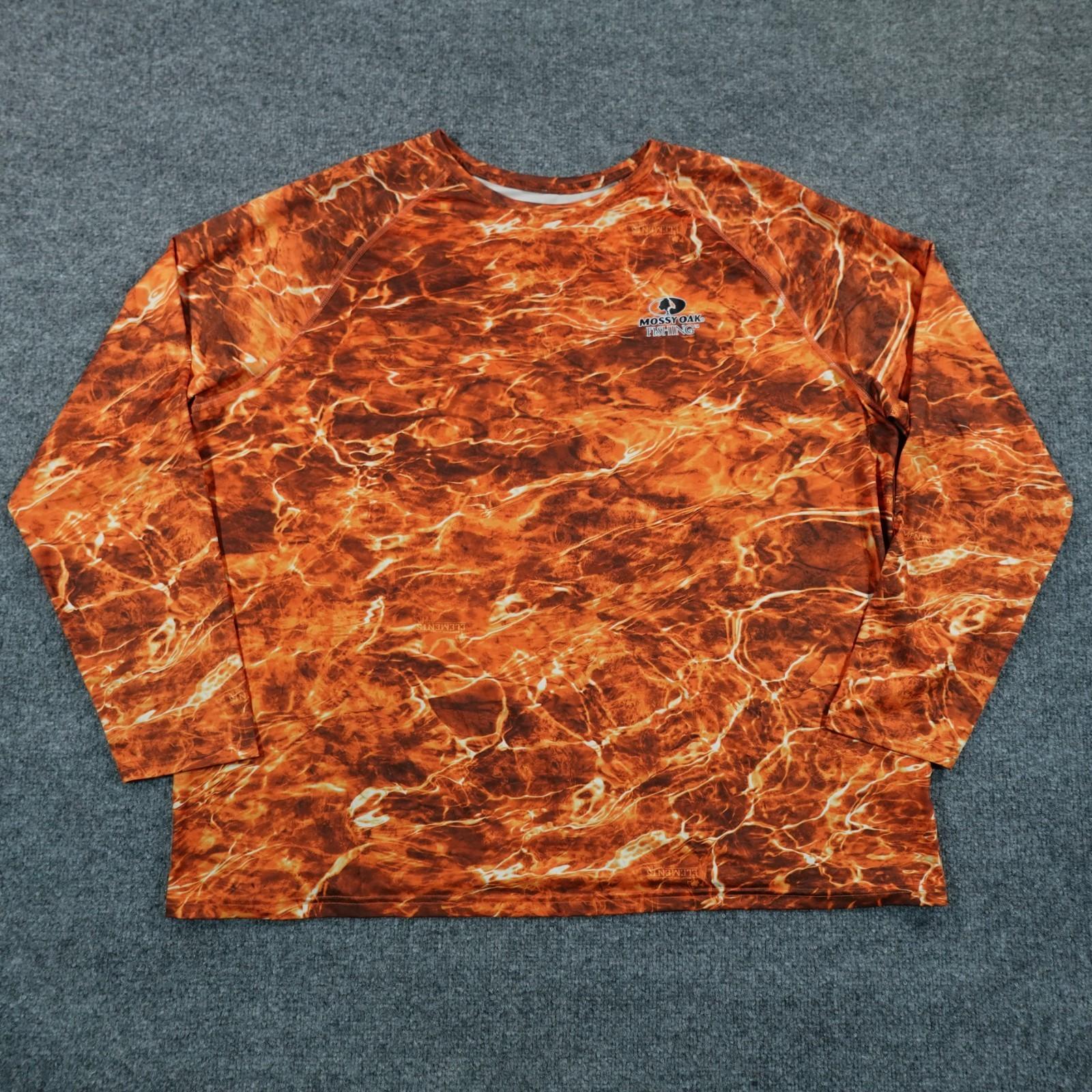 Mossy Oak Shirt Mens 3XL Orange Camo Fishing Performance Elements Agua 14211 S
