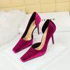 Women's Banquet High Heels Slim Heels Shallow Mouth Square Head Side Hollow Single Shoes