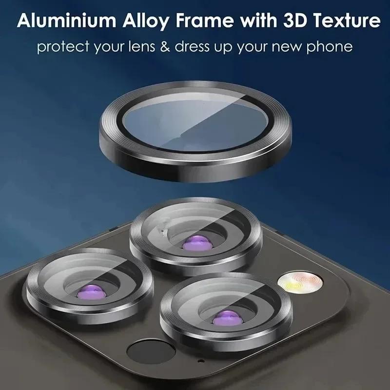 2-3Pcs Camera Lens Protector For IPhone 12 13 14 15 Pro Max 13 Mini Metal Ring Protector Glass Camera Lens For IPhone 14 Pro Max