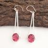Oval Pink Tourmaline Gemstone 925 Sterling Silver Drop Dangle Earrings Jewelry EE-136-15