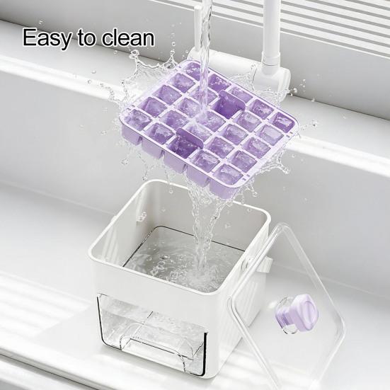 Large Capacity Ice Cube Maker with Storage Bin Shovel 50 Cube Ice Container BPA-Free Easy-Press Ice Cube Tray for Home Camping Party