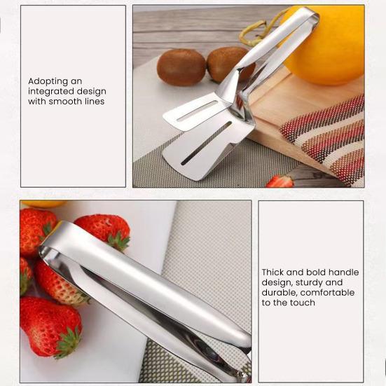 3Pcs Food Clip Grill Clamp with Extra Long Heat-Resistant Handle Stainless Steel Steak Fish Burgers Bread BBQ Tongs Kitchen Grilling Tool