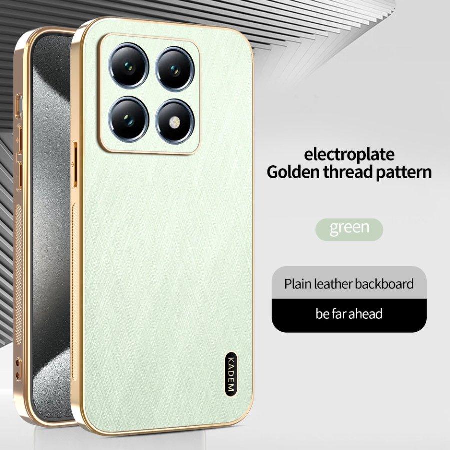 Plating Gold Silk Skin Case for Xiaomi Mi 14T 13T 11T Pro 13 12 14 15 Ultra Full Protection Shell Leather Shockproof Back Cover