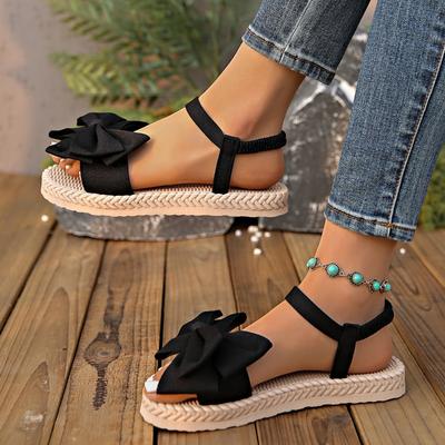 Sandales Tendance Antidérapantes pour Femmes Nouveau Style Été Sandales Légères Plage Décontracté Pantoufles Extérieur Nœud Papillon Chaussures Plates Maison
