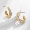 Fairy Moon Bay Zircon Stud Earrings - Gold Plated 18k, Elegant Fashion for Women