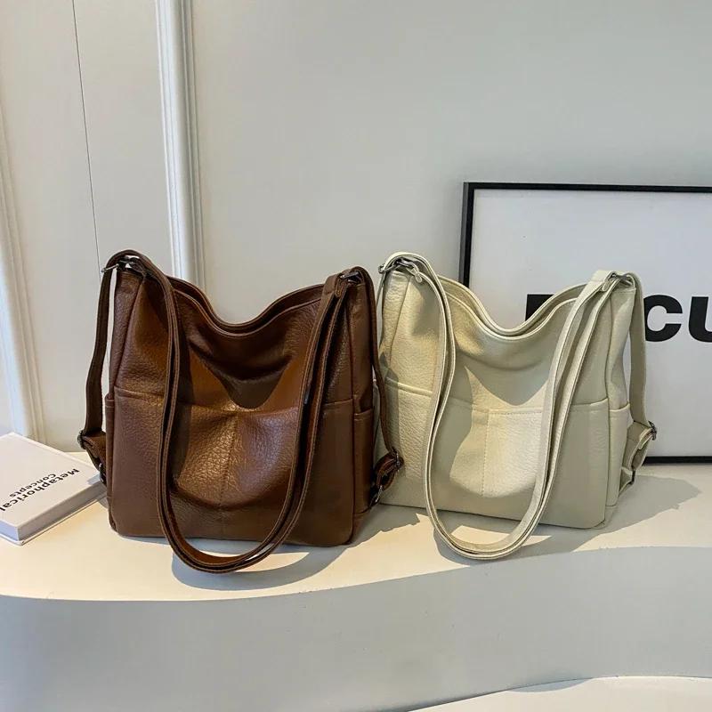 High Beauty Zipper PU Commuting Shoulder Bags  Hot Sell Solid Color Fashion Soft Large Capacity Women's Crossbody Bags