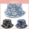 Kleiner Jeans-Fischerhut mit Stickerei aus frischen Blumen für Sonnenschutz und Atmungsaktivität