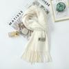High-End Women's White Cashmere Wool Scarf Shawl - Winter 2025 Collection