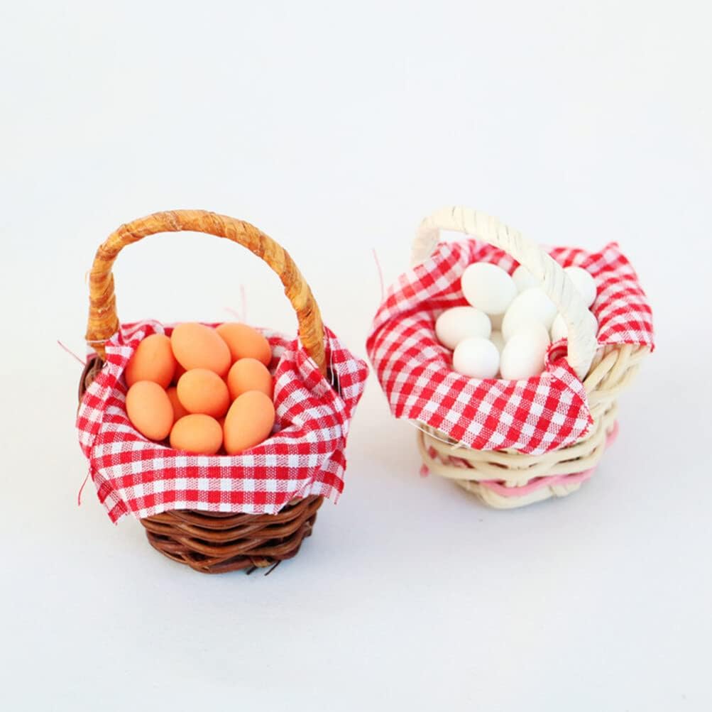 Mini košík s vajíčky, miniaturní domeček pro panenky, hračka s jídlem 1:Příslušenství k domečku pro panenky v měřítku 12, doplňky do vílí zahrady, mikro krajinářské ozdoby