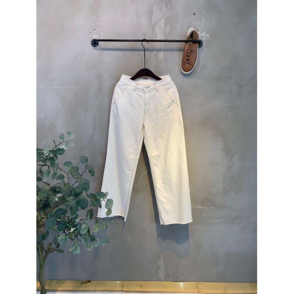 C S In The Room Moan StitCh CuttIng Wide Cotton pantS 2Color