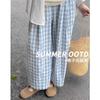 Grandma Pants Women's Summer New High-waisted Thin Straight Casual Small Nine-point Harlan Plaid Pants