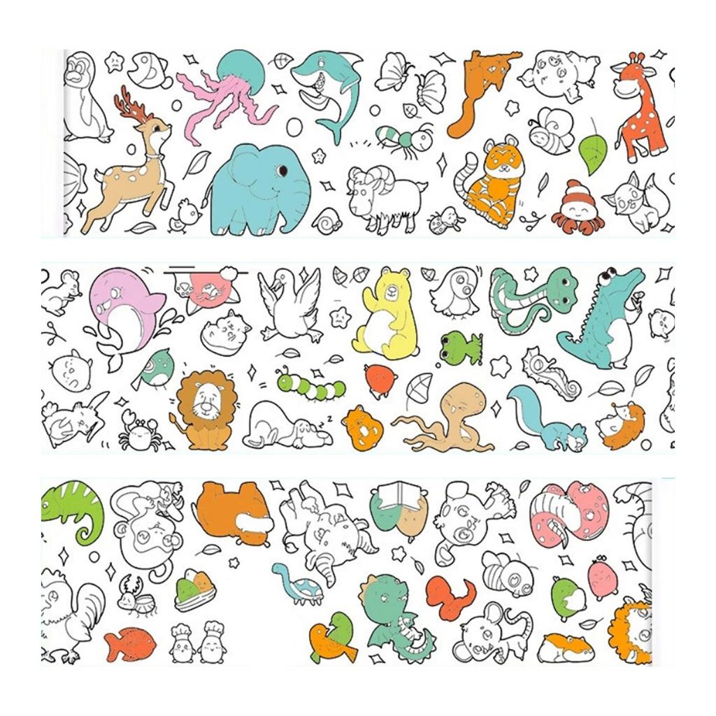 Tegnerull for barn DIY Fargeleggingspapirrull Fargeleggingspapir Rulle Papirklipp for barn Maling Pedagogiske leker