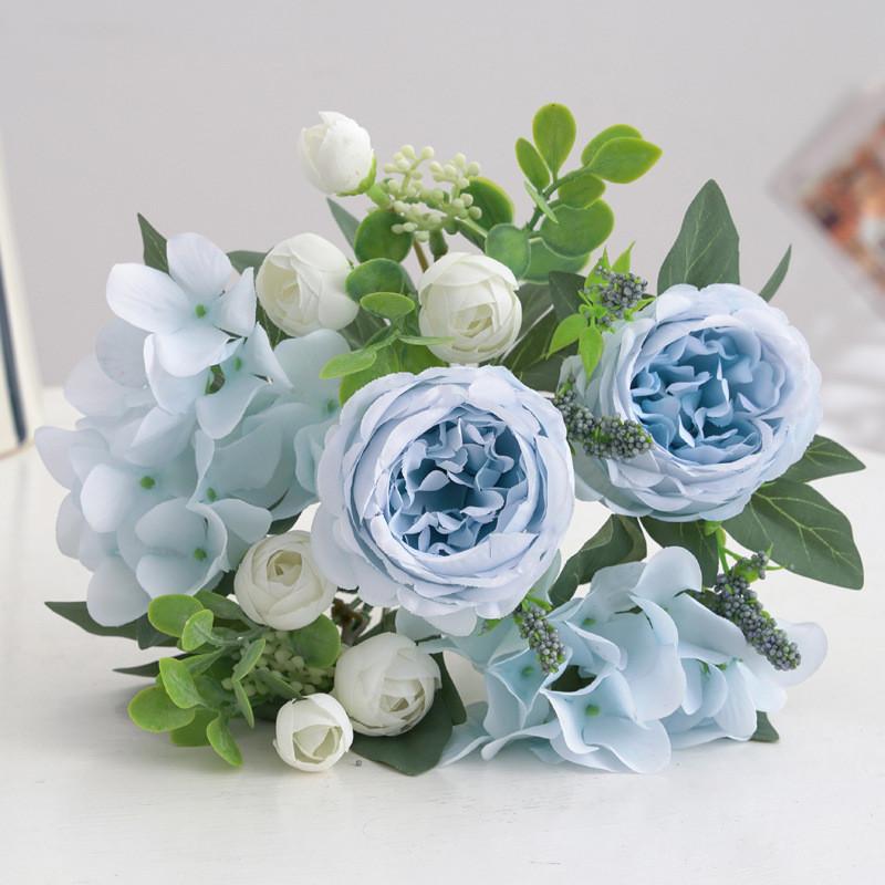 Artificial Flowers Silk Hydrangea Peony Wedding Bridal Bouquet Christmas Home Vase Outdoor Festival Diy Gift Decorative Ornament