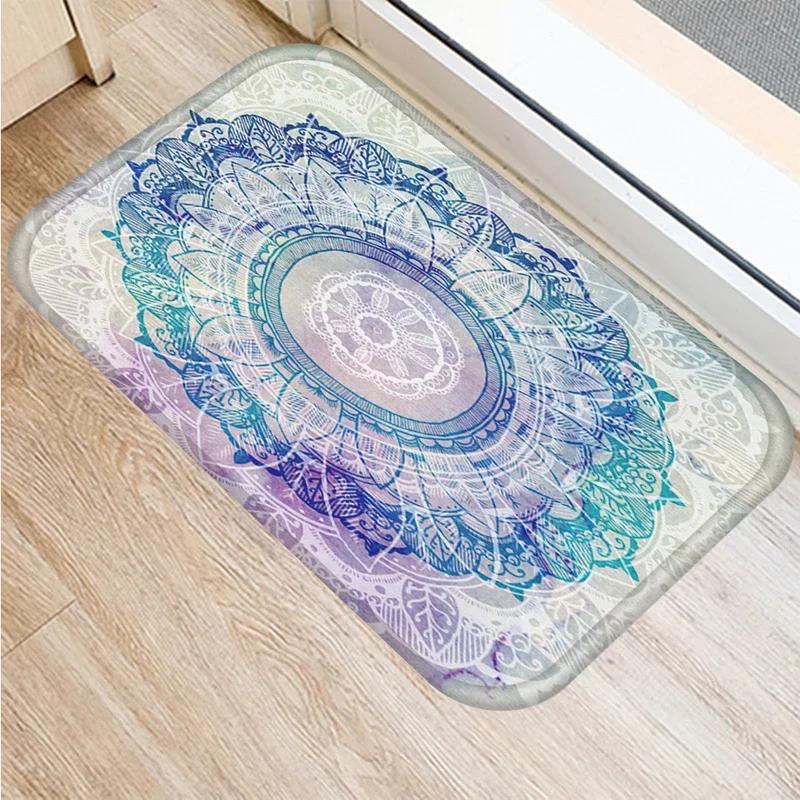 Mandala-Druckserie Fußmatte Schlafzimmer Eingang Fußmatte Heimdekoration Wohnzimmer Willkommens-Fußmatte Rutschfeste Küchenbodenmatten