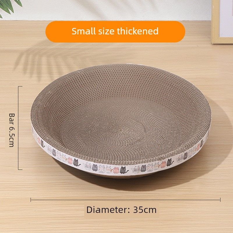 

Oval Cat Scratch Board Cat Nest Scratching Board Scratch-Resistant Corrugated Paper Cat Scratch Basin Pet Supplies Cat Toy No Dandruff Round small size (diameter 35cm)