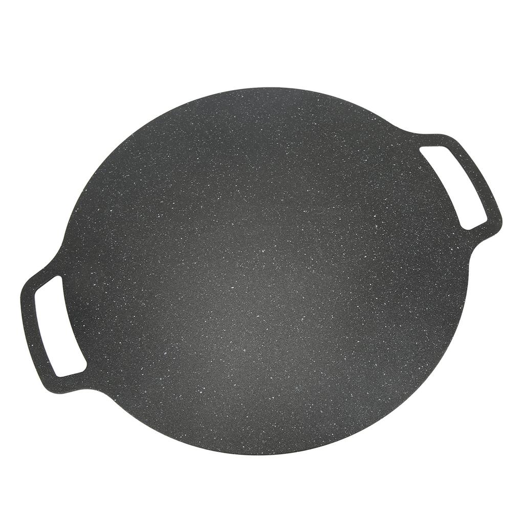 Grill Plate Stick Proof Round Prevent Greasy Portable Barbecue Frying Plate with Dual Handle for Camping Picnic