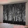 2 szt. Zasłony z wzorem sylwetki Czarnego Lasu, Wzór do salonu sypialni, Okno domowe o tematyce przyrodniczej, Zasłony z tunelem na karnisz