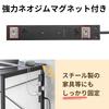 Sanwa Supply Power Strip with 10 Multiple Strong Neodymium Dust Swivel Black Outlets, 2-prong (1m), Outlets, Magnets, Shutters, Plug, TAP-2210-1BK