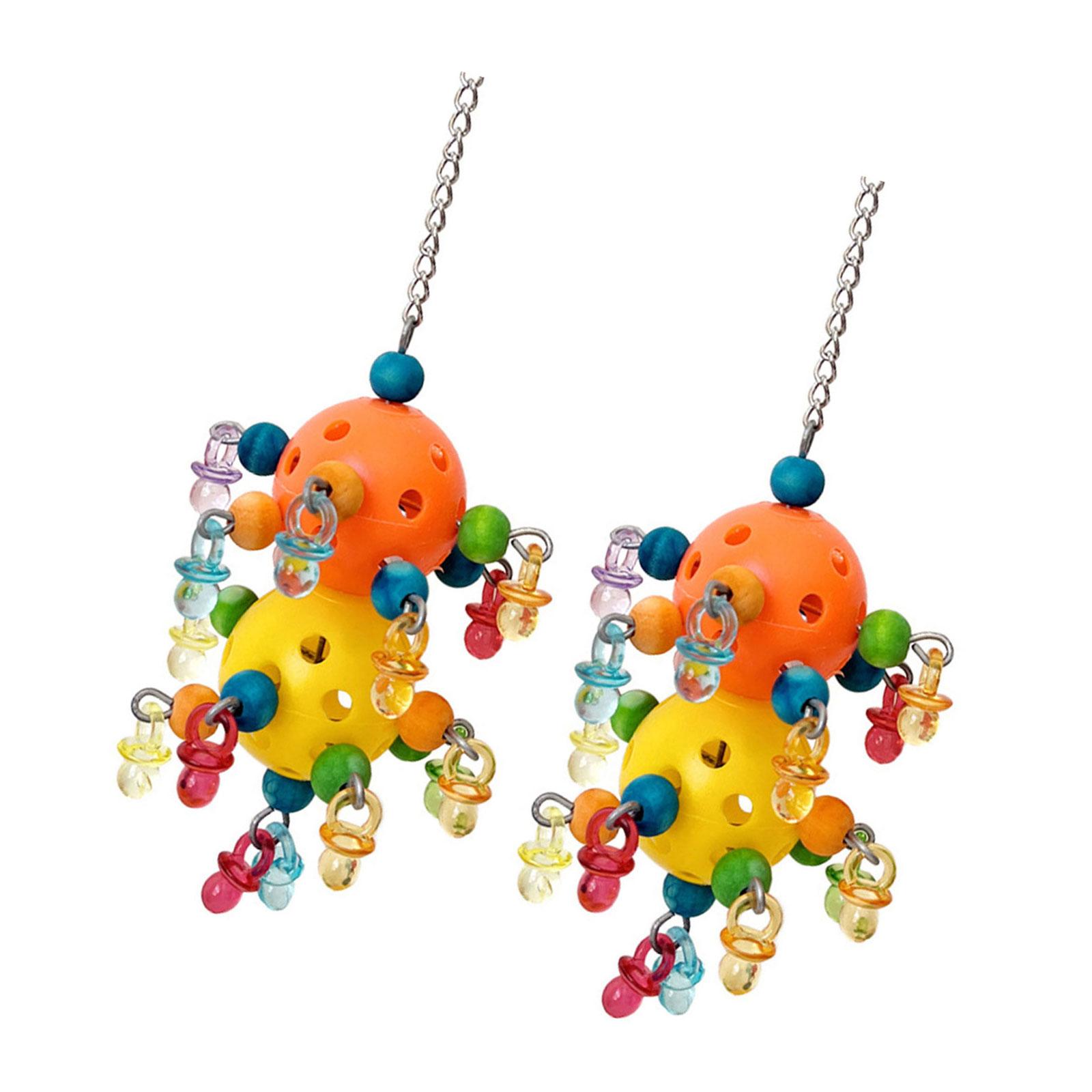 

5pcs Pet Bird Bites Toy Parrot Chew Ball Swing Cage Hanging Cockatiel Birds Toy Plastics with Foraging Holes B