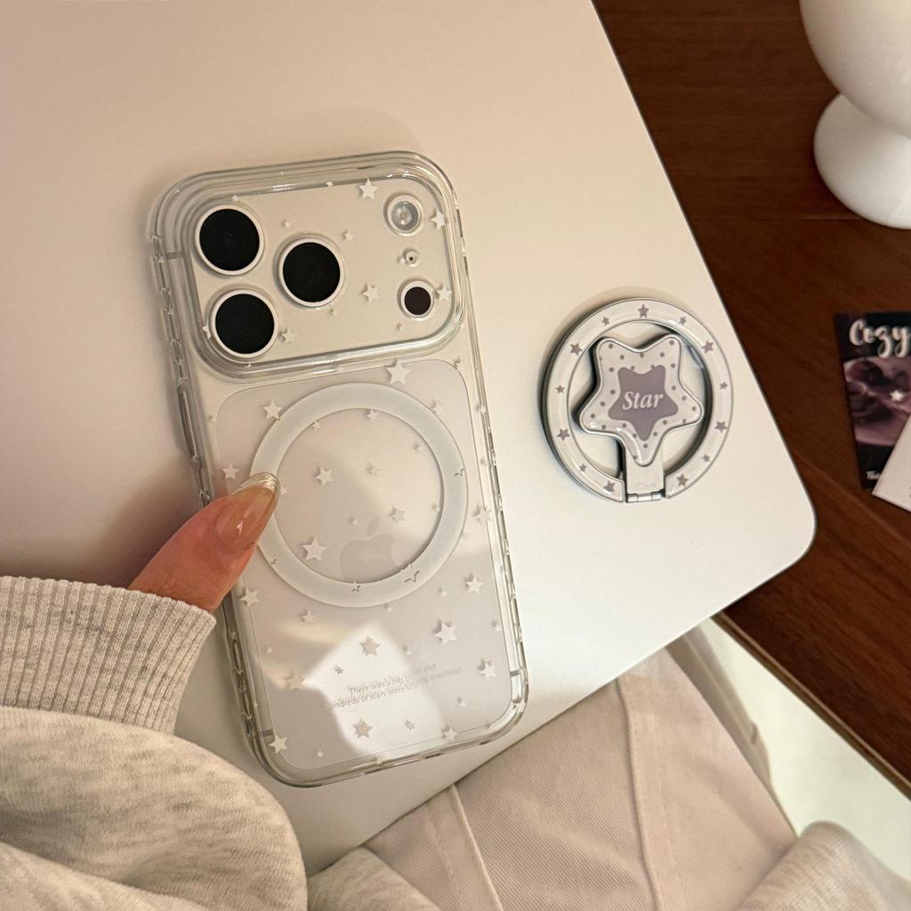 Creative White Star Magnetic Phone Case for iPhone 16, iPhone 17, and iPhone 17 Pro Max