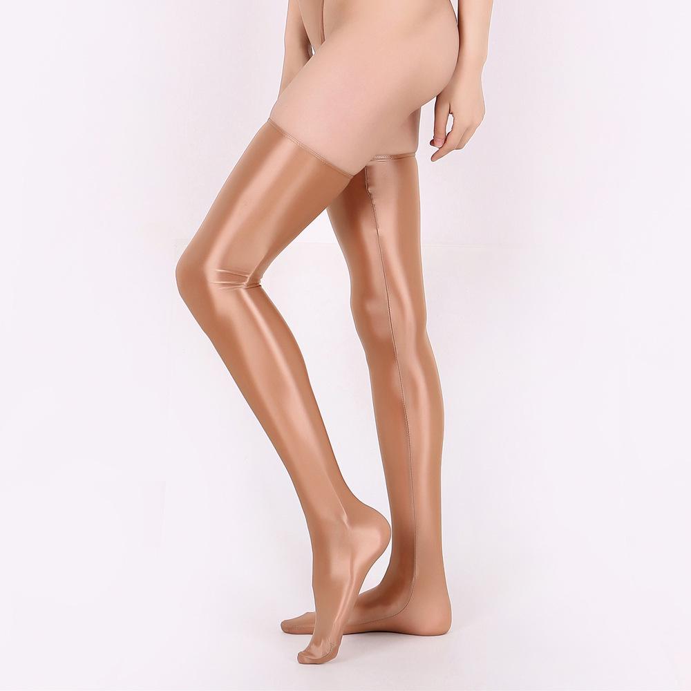 Silky Thigh-High Luster Stockings - High Elasticity, Sheer & Stylish (7052W)