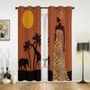 African Woman Yoga Vase Silhouette White Curtains for Bedroom Living Room Drapes Kitchen Children Window Curtain Home Decor