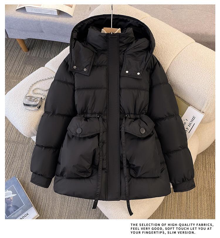 Padded clothes women's winter new long padded jackets close waist and look thin, thickened padded clothes, and thickened warm jackets.