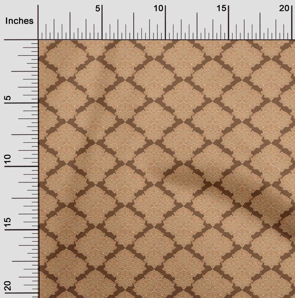 oneOone Cotton Poplin Brown Fabric Asian Block Print Quilting Supplies Print Sewing Fabric By The Yard 42 Inch