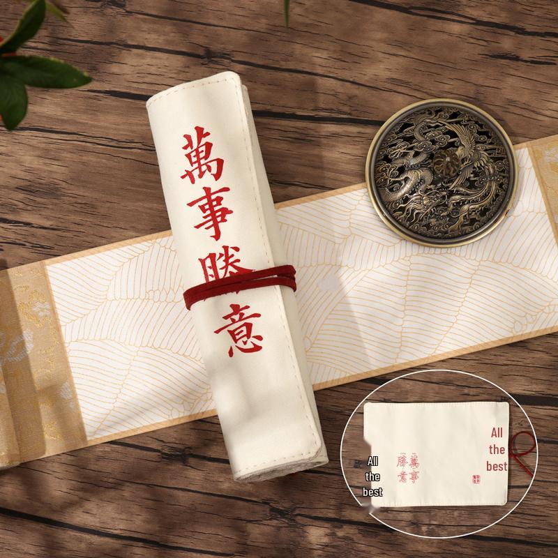 Jiujiu Stationery Creative Chinese Style Retro Roller Blind Pencil Case - Large Capacity Japanese Fabric