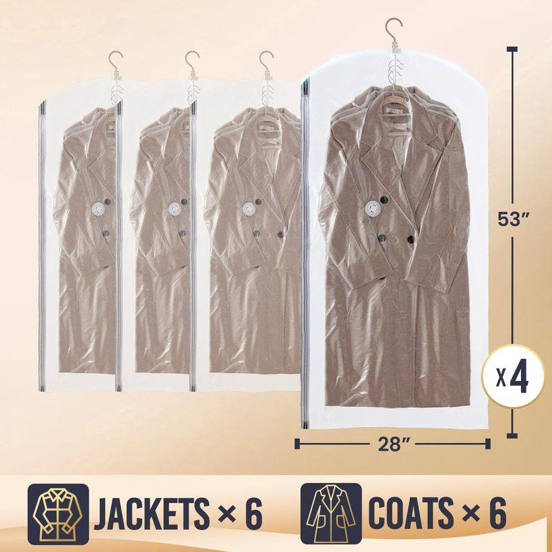 TAILI Hanging Vacuum Storage Bags 4pcs Space Saver Bags Clear Vacuum Sealer Bag for Clothing Suits and Jackets Closet Organizers