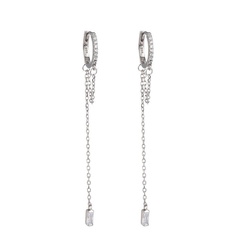 S925 Sterlingsilber Diamant Kreis Quastenohrringe - Lang Gesichtsschlank machend Japanischer & Koreanischer Stil