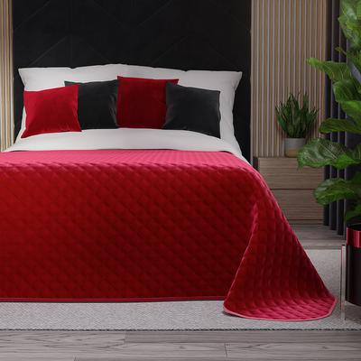 Přehoz na postel VELVI 170x210cm - sytě červený s geometrickým vzorem
