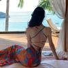 Travel Vacation Style Atmosphere Back Strap Backless Off-the-shoulder Dress Women's Summer Hip-wrapped Beach Skirt Long Skirt