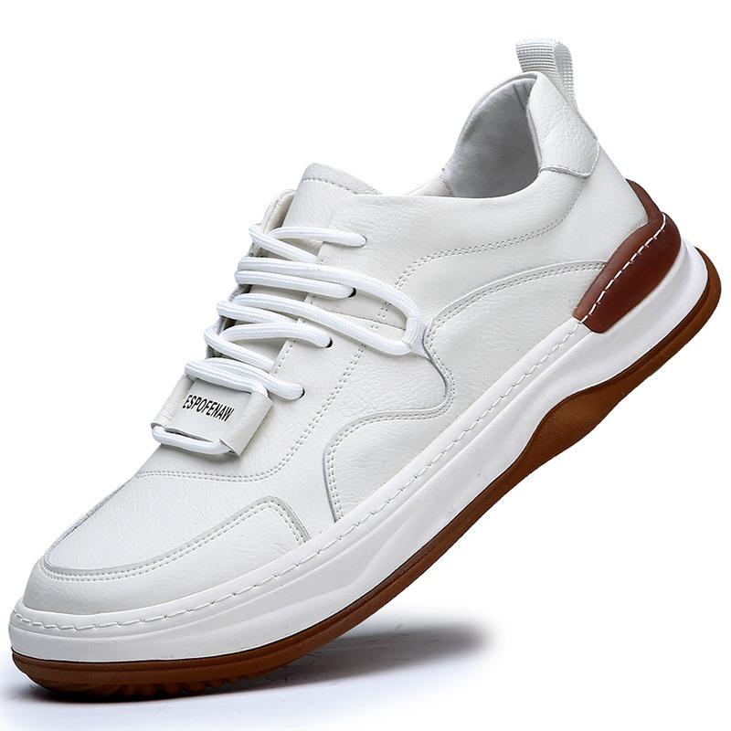 New Spring and Summer Men's Shoes Breathable Little White Shoes Leather Sports Trend Hollow Casual Board Shoes