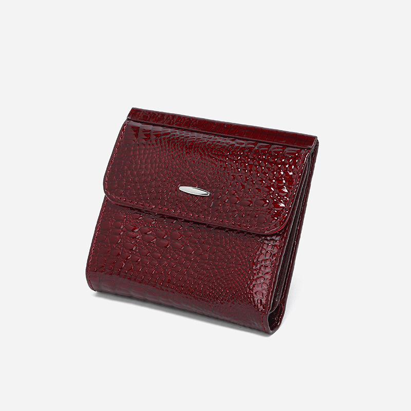 Genuine Leather Women's Short Wallet – Stylish Multi-functional Coin Purse with Magnetic Buckle and Card Holder