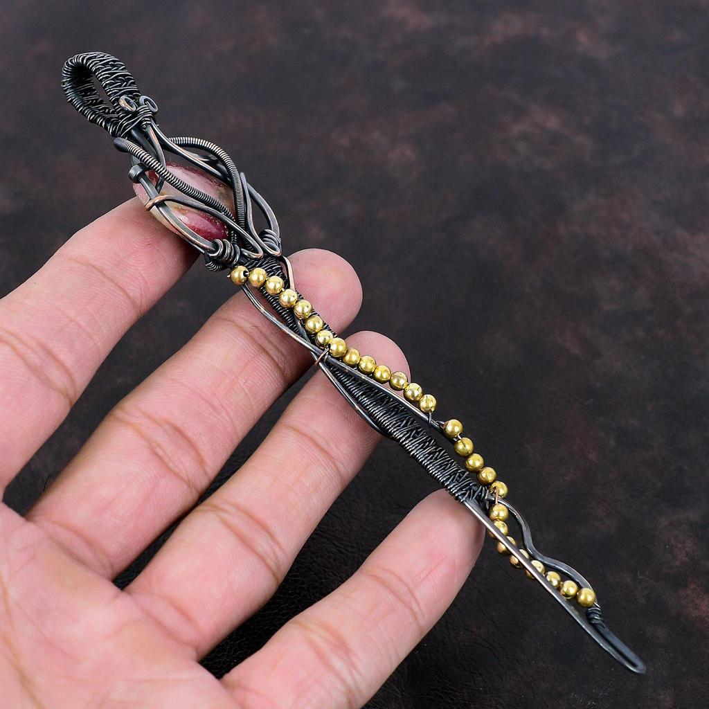 Rhodonite Pendant Copper Wire Wrapped Jewelry Gemstone Pendant Key Pendant Copper Wire Wrap Pendant Handmade Brand New Jewelry Wedding Gift